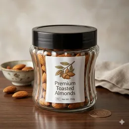 12x11 Cm Korean-style glass food storage jar with curve stripe