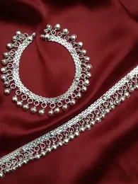 Fancy Silver color Traditional one pair kolusu 10-inch and 11-inch Size Anklet, pada Salan Foot Jewelry Payal Kolusu wit
