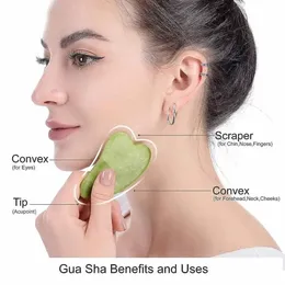 Jade Roller Face Massager & Gua Sha Tool Set for Men and Women