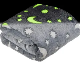 Magic Glow in the Dark Blanket 150x200cm Soft Microfiber Stars Moon Night Light