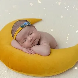 The Purple Tree Velvet Moon And Star Cushion Baby Photo Shoot Prop Accessories (Pack Of 1 Moon And 5 Star, Yellow) Cute 
