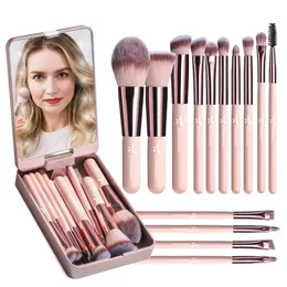 Makeup Brush Set With LED Mirror