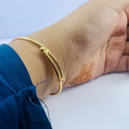 Gold Plated Mondial Adjustable Engraved Bangle for Women & Girls