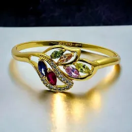 Gold plated Rich look Bangle With Multi Color Stone for Women And GIRL