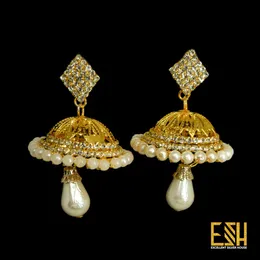 Weightless Dull Gold Plated Jimikki Earrings with Artificial Pearl