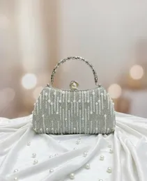 Bridal Wedding Satin Clutch Purse with Pearl Design – Gold & Silver Box Style Bag for Women & Girls