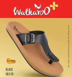 Walkaroo Classic Black Buckle Toe-Post Sandals