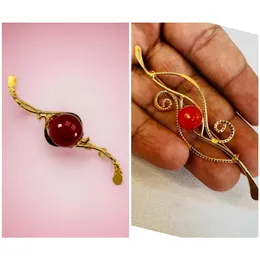 Agasthi Stone ESH Gold Plated Stylish & Charm Saree Brooch / Saree Pin with Agasthi Stone for Women