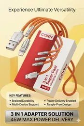 CORN XM610 3-in-1 Super Fast Charging Cable