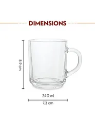 Clear Glass Coffee & Tea Mug Set – 6 Piece Transparent Drinking Cups Set