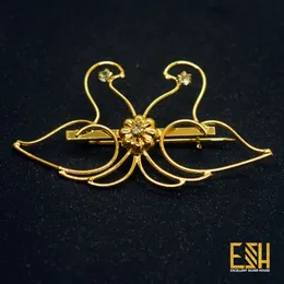 Swan Theme Saree Brooch Gold Plated