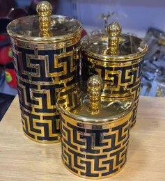 3pcs gold,black acrylic candy jar Roun