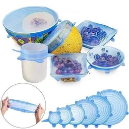 6 Pcs Set Reusable Silicone Cover Food Wrap Stretch Lids