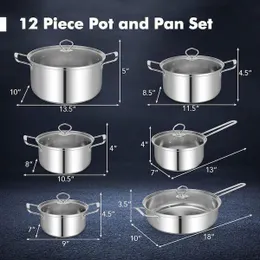 12pcs High Quality Stainless Steel Cookware Set