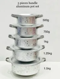 Aluminium Cooking Pan & Pots 5 Pcs Set 500g to 1.5kg Dot with Handle