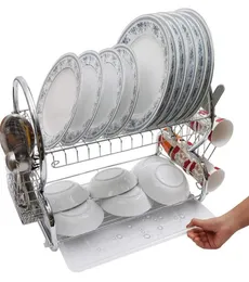 2-tier S-shape stainless steel dish drying rack