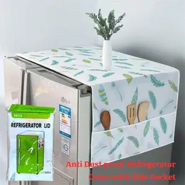 PEVA material refrigerator cover with storage pockets