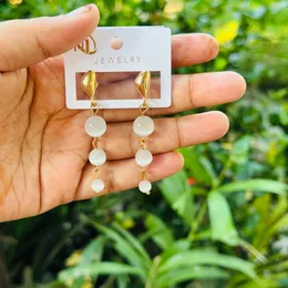 Silver & Gold Triple White Pearl Long Tassel Drop Earrings – Western Style