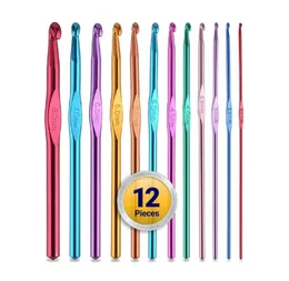 Crochet Hooks Set - 12pcs ( 2mm to 8mm ) Premium Knitting Needle Multicolor Aluminium Set