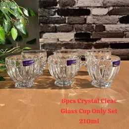 210ml 6pcs Crystal Clear Glass Cup Only Set 210ml