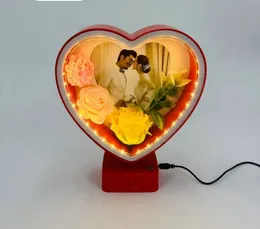 Generic red, heart-shaped LED photo frame with touch sensor