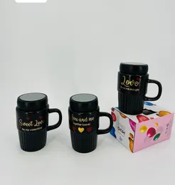 black ceramic mugs  and screw on lids
