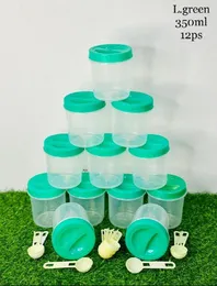 350ML Bottles 12 pcs with Spoon, Clear Plastic Lids