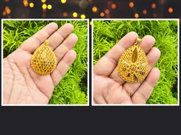Double Layer Dubai Forming Gold Plated Water Drop Large Pendant Traditional Bridal Beauty Pendant with Flower Design for