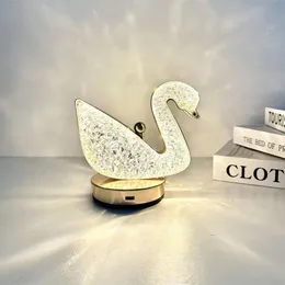 Swan Shaped Crystal LED Lamp