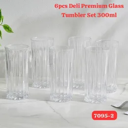 300ml Deli brand vertical striped premium glass tumbler set