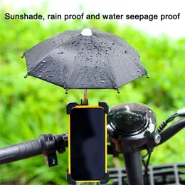 Bike Mount Mobile Phone Holder with Sun Umbrella Rainproof Shockproof Rear View Mirror Stand