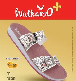 Walkaroo Printed Dual-Tone Cushion Slides