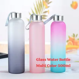500ml Glass Water Bottle Multi Color