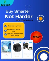 Buy Smarter Combo - Portable Air Cooler, Mini WiFi HD Camera & Solar LED Lamp
