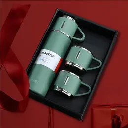 Romantic Premium Stainless Steel Thermo Flask- 500ml Vacuum Insulated Bottle with Two Cups - Hot & Cold Drinks - Multi C