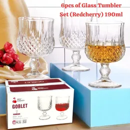 190ml 6pcs of Glass Tumbler Set (Redcherry)