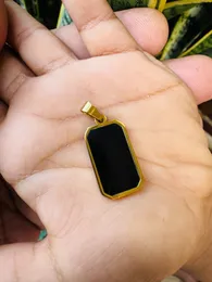 Gold Plated Beautiful Square Design Black Color Pendant for Women & Men