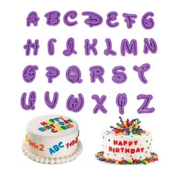Set of 26pcs DIY Letter Number Cake Cutter For Fondant Sugarcraft Plastic Letter Cookie Plunger Cutter Mold Decorating T