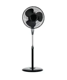 Delmege Pedestal Fan Black DFPE01 400mm Sweep 55W High Torque Motor 1300 RPM 3 Speed Settings 90Â° Oscillation Adjustabl