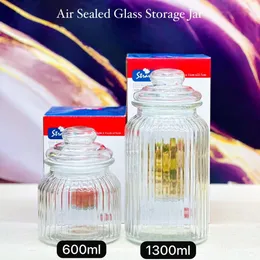 600ml ,1300ml Air Tied Glass Storage Jar Set