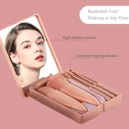 5 Pcs Travel Makeup Brush With Mirror