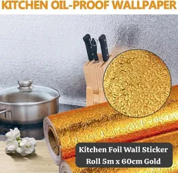 5m x 60cm Gold Kitchen Foil Wall Sticker Roll