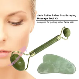 Jade Roller & Gua Sha Scraping Massage Tool Set with Protective Box