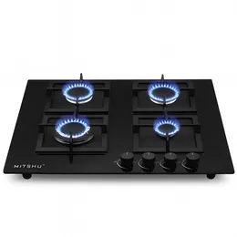 Mitshu 4 Burner Glass Top Gas Hob MGS-BIG402 â Premium Powerful Built-In Cooking Solution
