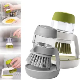 Cleaning Brush with Liquid Soap Dispenser Palm Brush with Storage Stand