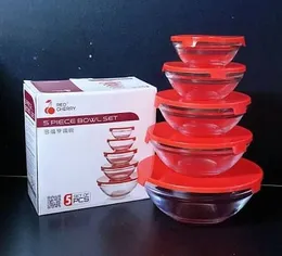 Red Cherry 5-Piece Glass Bowl Set
