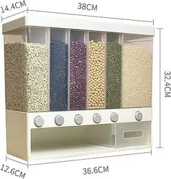 6 In 1 Rice Dispenser Airtight Grain Storage Container