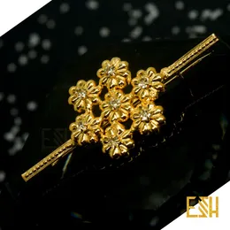 ESH Gold Plated Stylish Flower Theme Kandiyan Saree Brooch / Saree Pin for Women