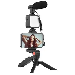 6 In 1 Vlogging Kit For iPhone & Android - Features Tripod, Mini LED Light + Cardioid Microphone, And Phone Clip For Liv