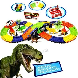 Dinosaur Track Rail Car with Flexible Bridge & Variable Track Set - 133 Pieces Endless Fun for Kids with Dinosaur World